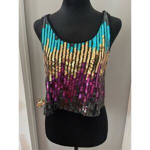 Charlotte Russe Multi-Colored Sequin  Crop Top size Small